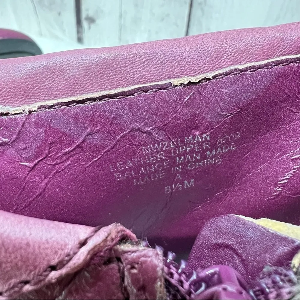 Nine West Zelman Booties Plum Purple Leather Heeled Almond Toe 8.5 - Image 13