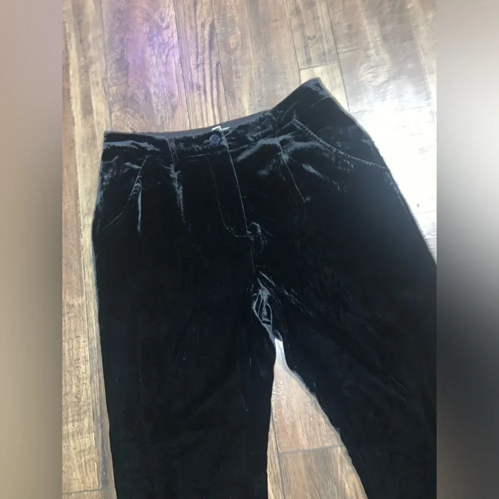 Garnet Hill velvet pleated black dress pants 4 evening fall casual  boho classic - Image 3