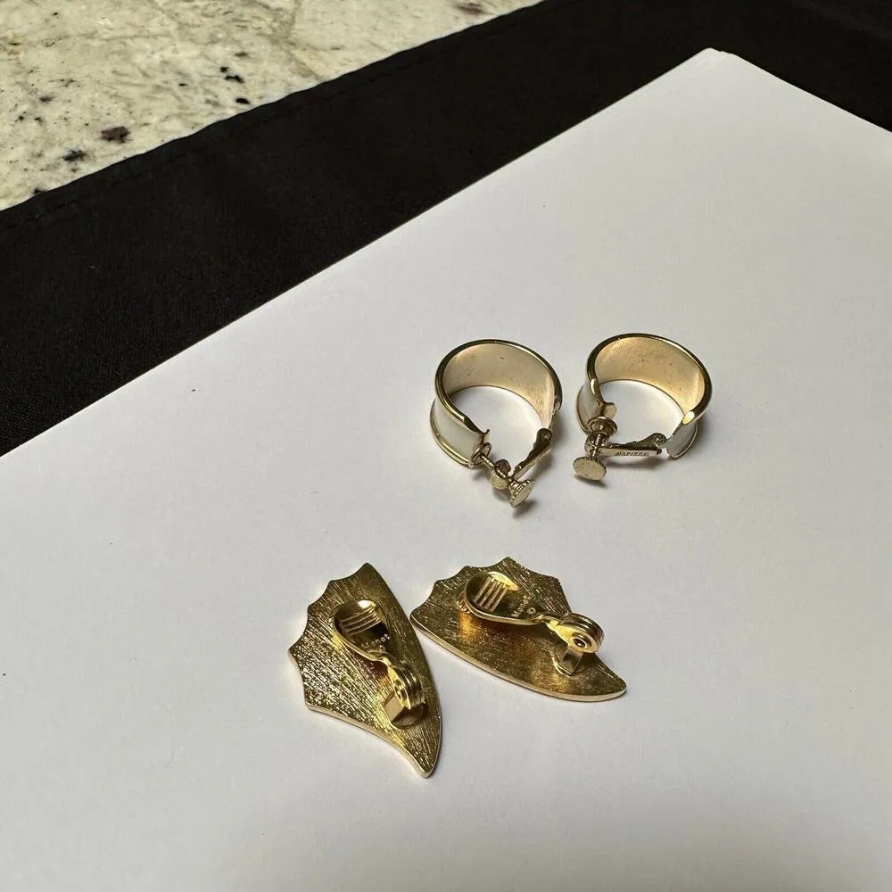 1 Monet 1 Napier Clip On Earrings Gold Tone Lot Of 2 Signed - Image 13