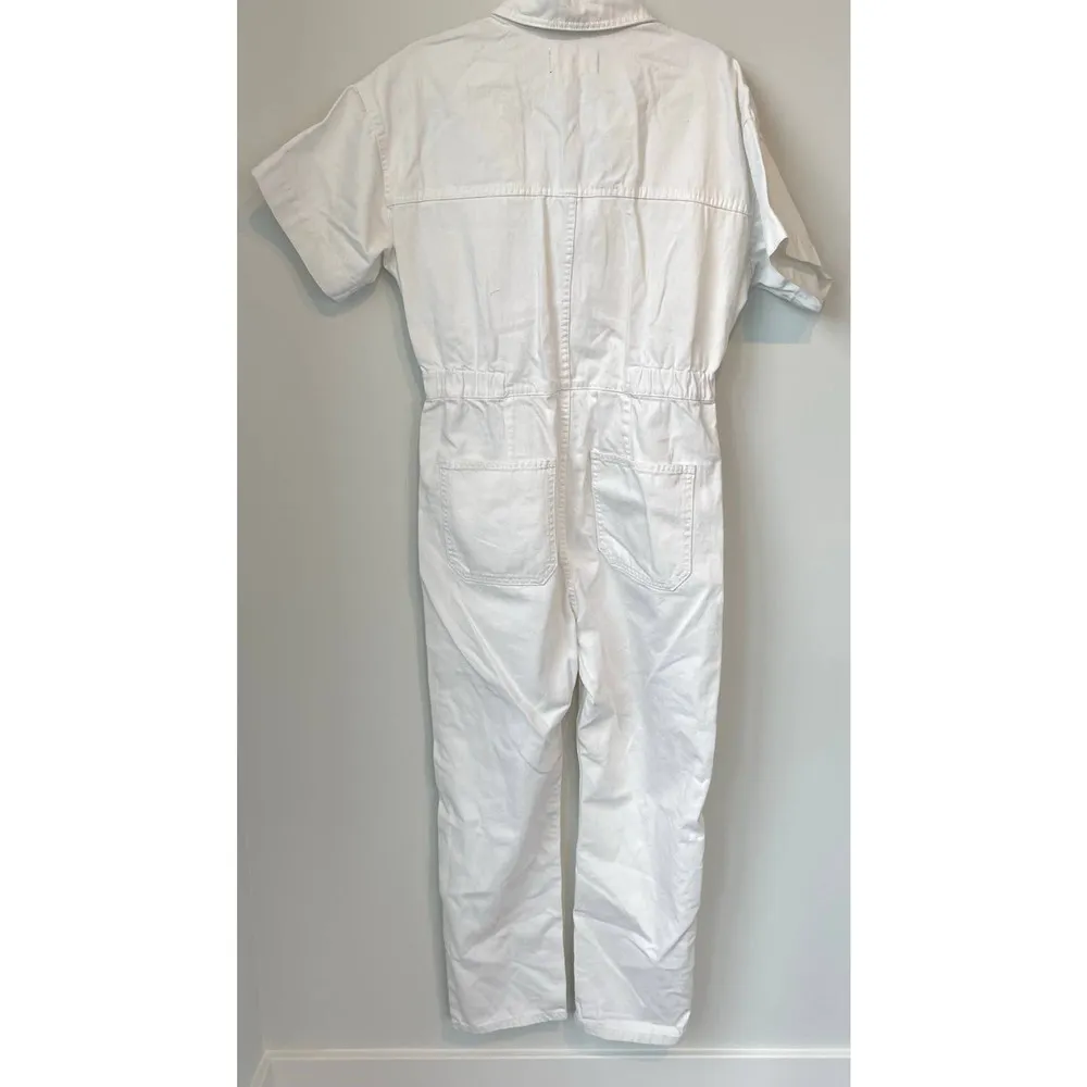 Free People We The Free Marci Jumpsuit Size Large Optic White Cotton Denim - Image 10