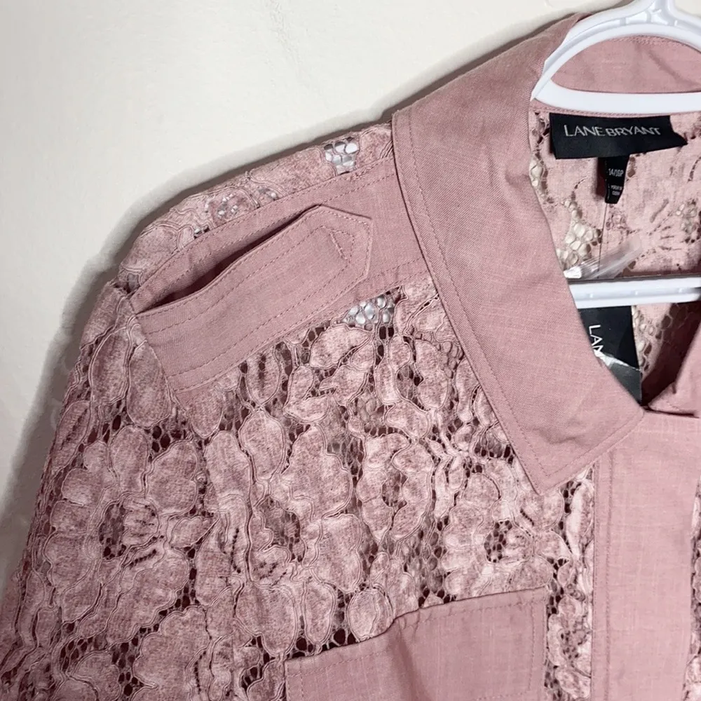 Lane Bryant woodrose longline lace anorak utility jacket size 14 / 16 petite - Image 5
