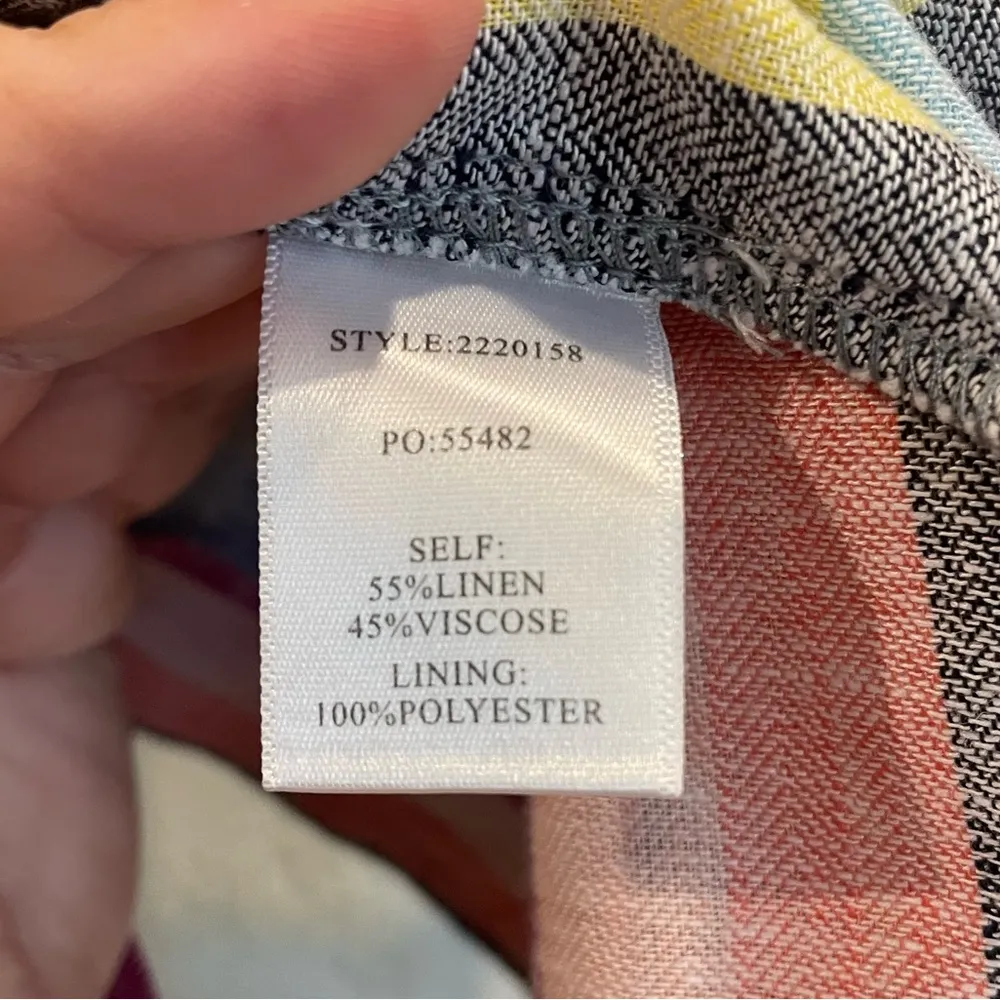 Anthropologie Current Air Striped Blazer - Linen Blend - Rainbow Stripe! - Image 8