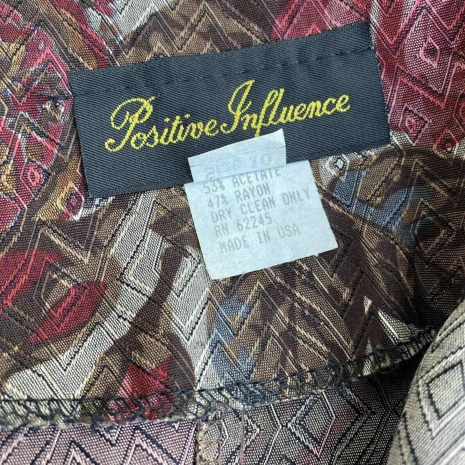 Vintage Positive Influence Romantic Blazer Womens 10 Brown‎ Paisley Garden Party Red - Image 8