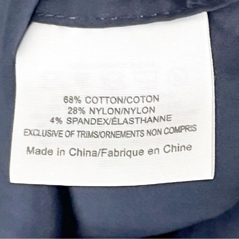 TORY BURCH Megan Navy Blue Silver Trim 3/4 Sleeves V-Neck Kaftcan Dress, Size 2 - Image 4