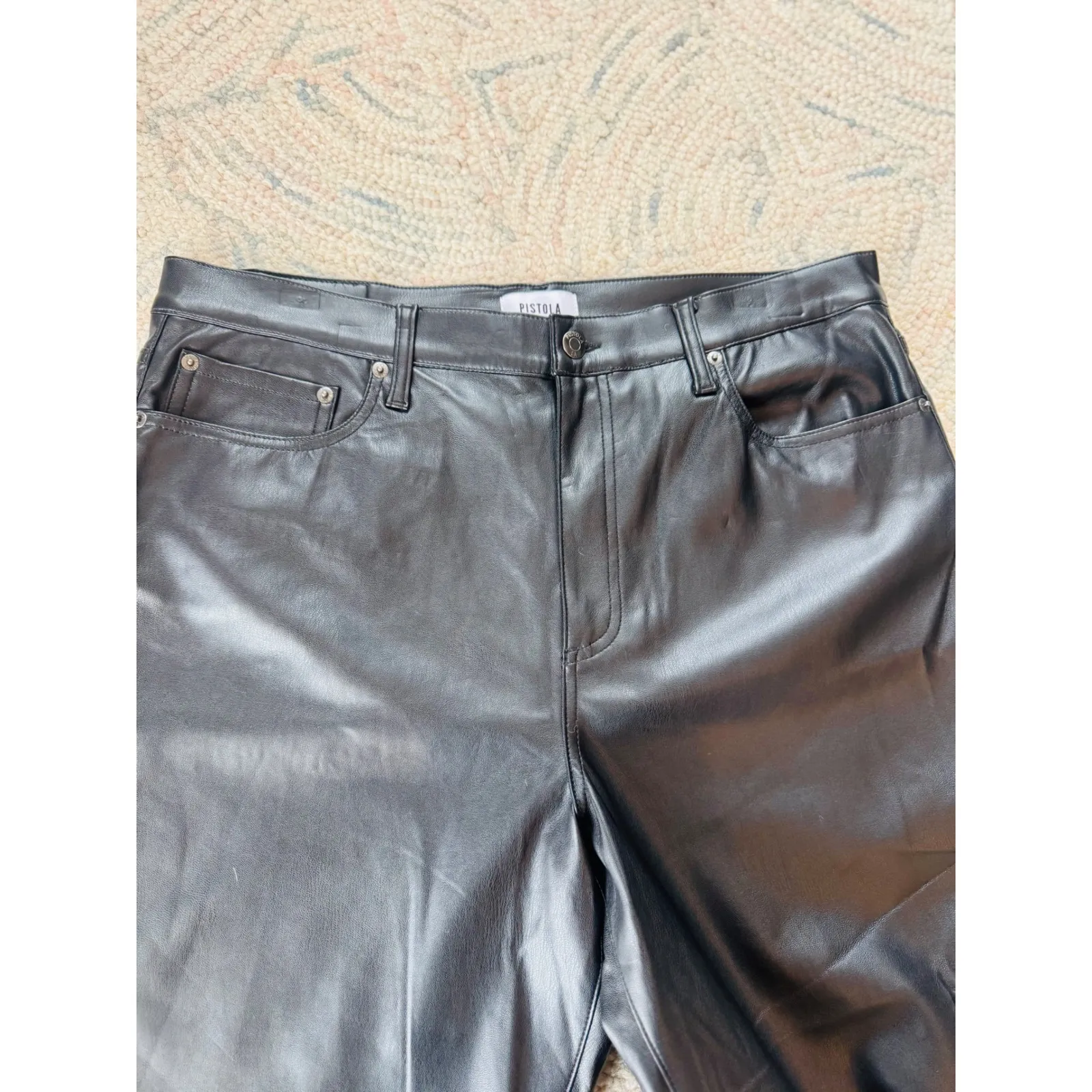 Pistola Alley Faux Leather Bootcut‎ Pants, Black, Size 14 (33 Waist), NWOT - Image 10