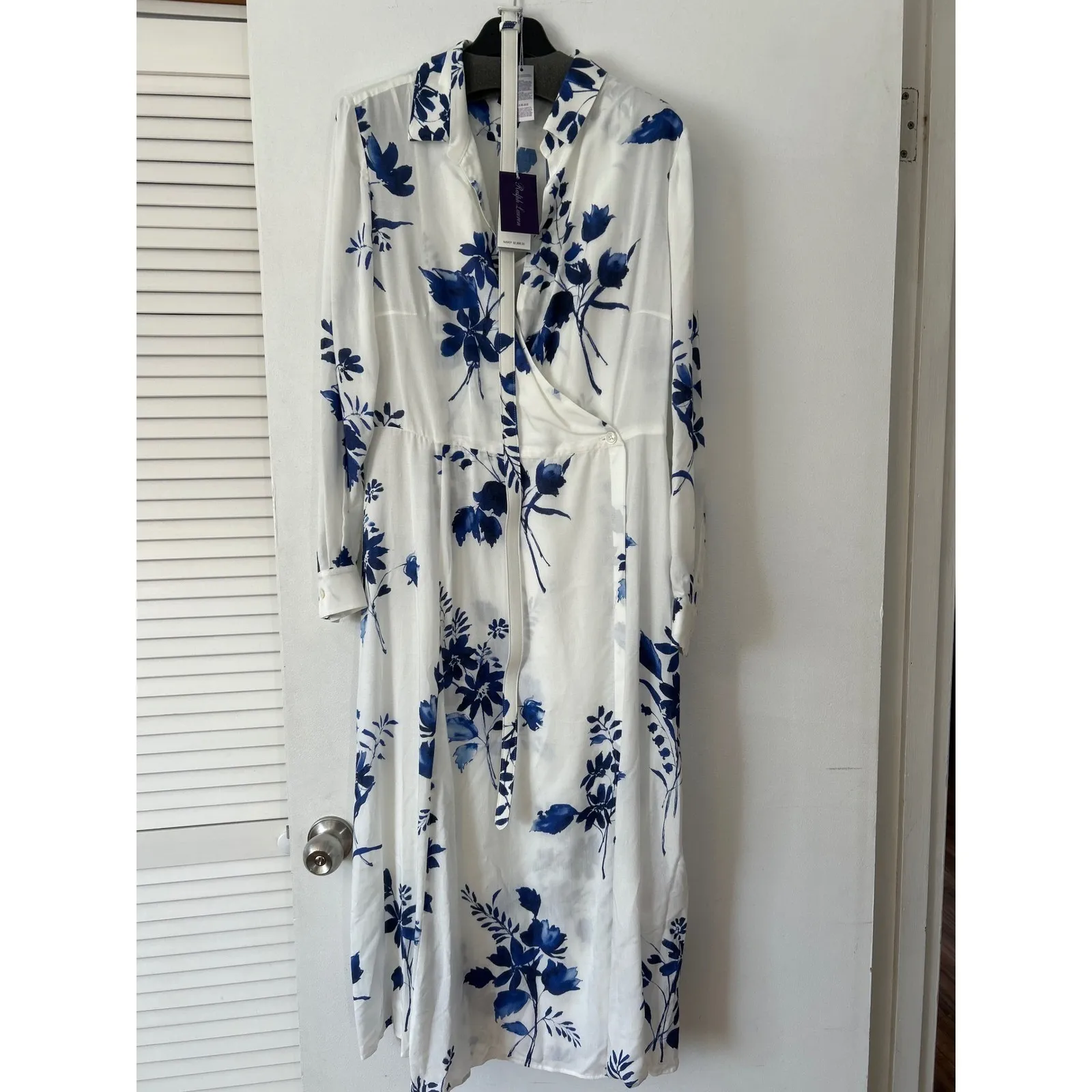 RALPH LAUREN Aniyah Belted Floral Wrap Midi-Dress Size 14 New Purple Label‎ - Image 6