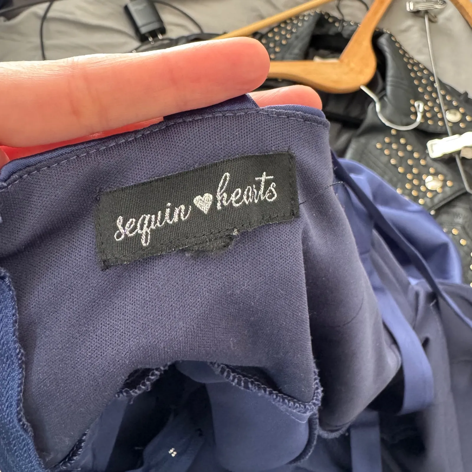 Sequin‎ Hearts Blue Satin High Low V Neck Spaghetti Strap Formal Dress Size 3 - Image 5