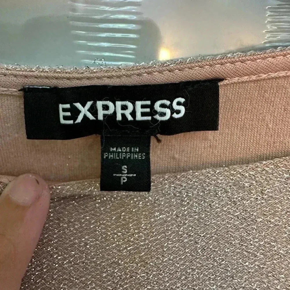 Express | Y2K Blush Pink Ruffle Metallic Sparkle Shimmer Blouse Size S Small - Image 8