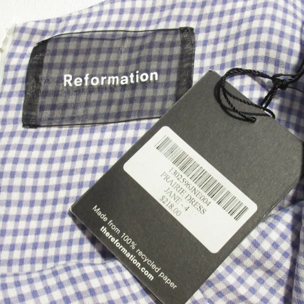 NWT Reformation Prairie in Jane Purple Check Gingham Maxi Tank Dress 4 $218 - Image 3