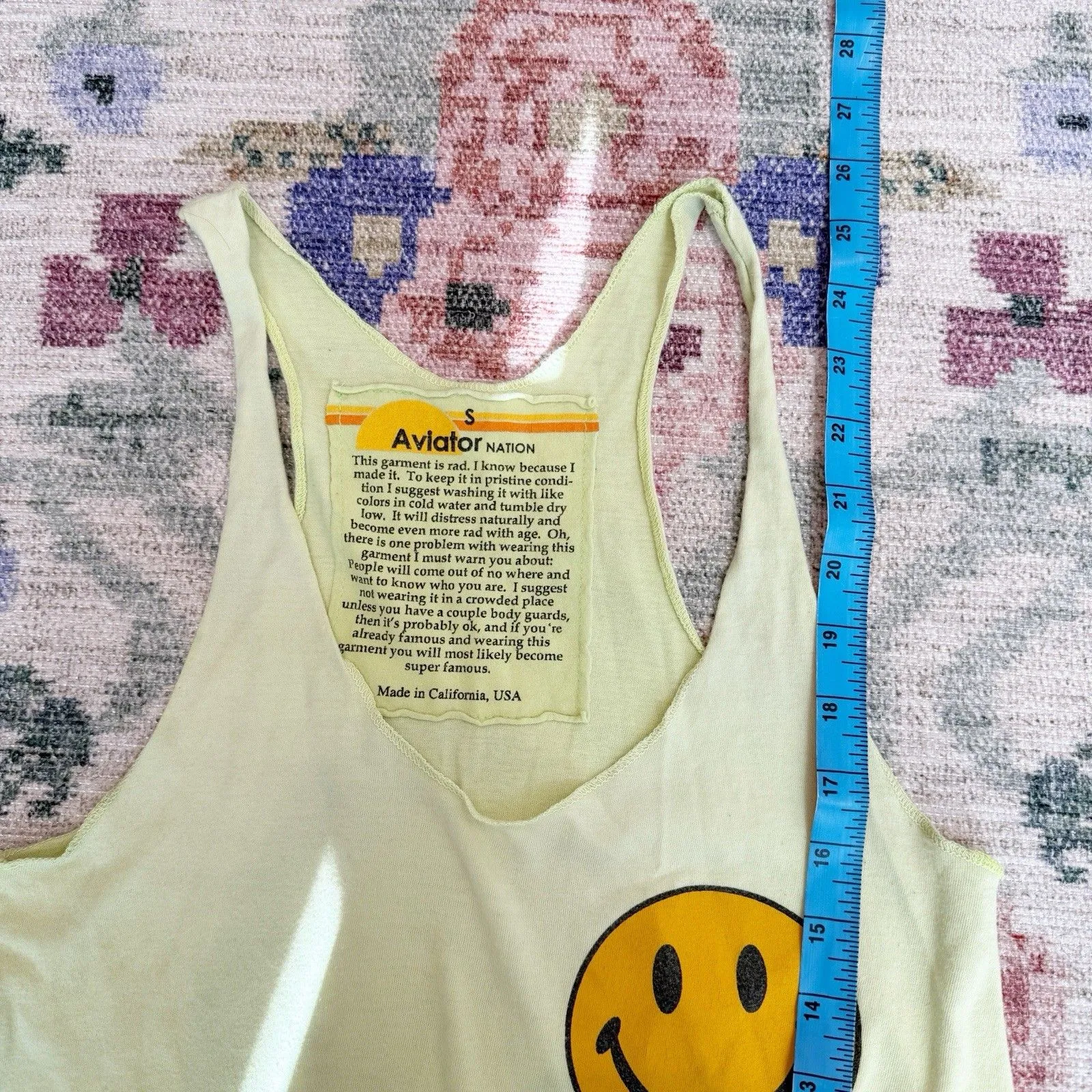 Aviator Nation Womens Smiley Tank Top Size Small Neon Green Logo Surfer Casual - Image 6