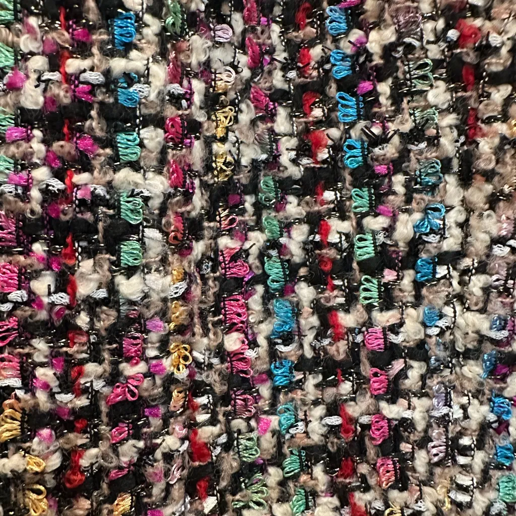 Dennis by Dennis Basso Tweed Wool Blazer Jacket Ivory Multicolor Rainbow Size 2 - Image 7