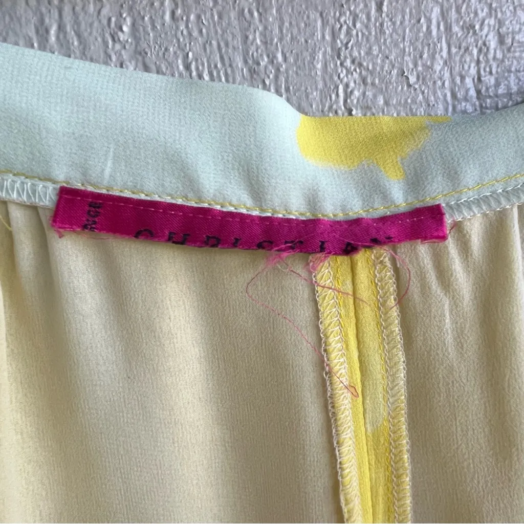 Christian Lacroix Silk Vintage Abstract Print Palazzo Pants Yellow Blue Pink - Image 4