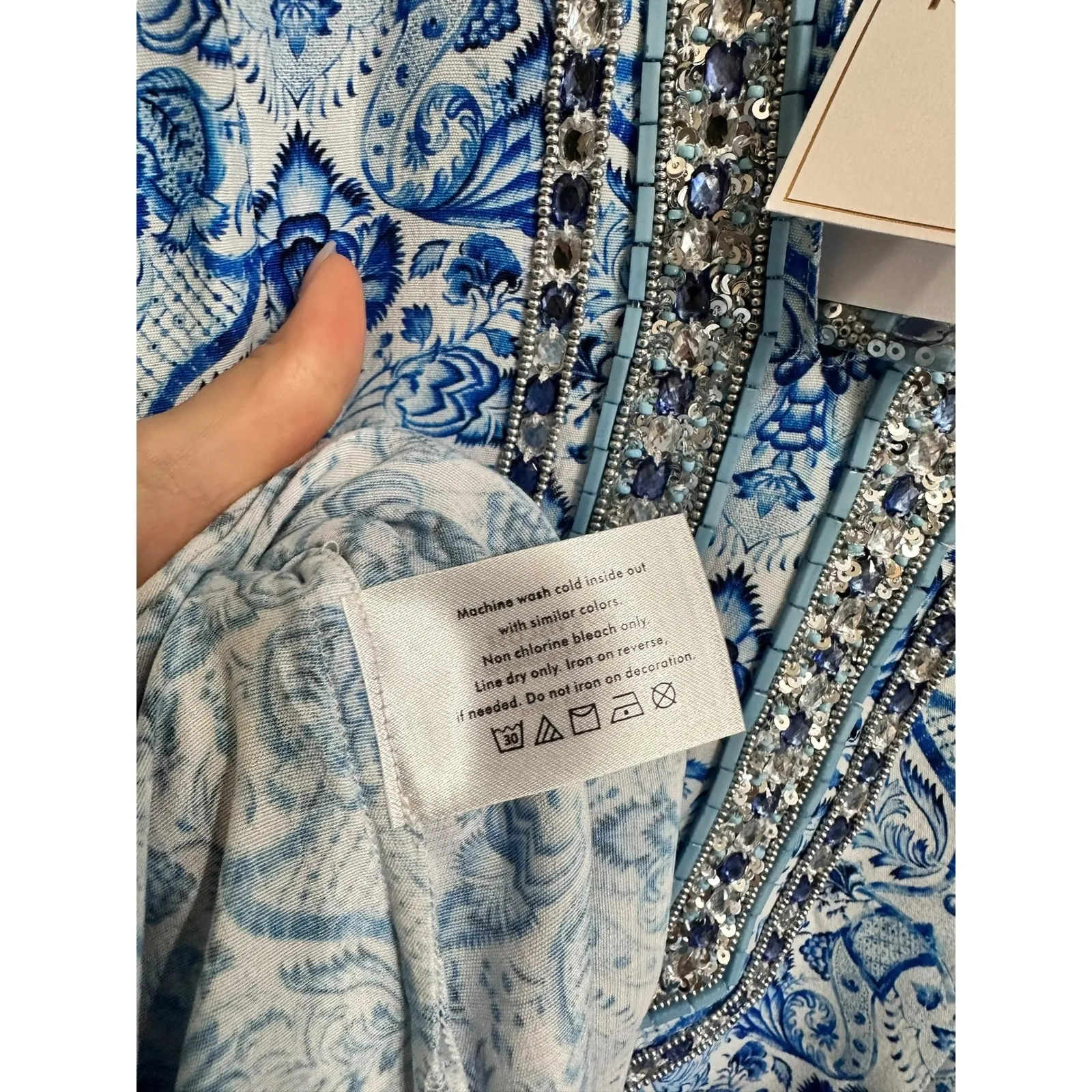 NICOBLU Shalimar long tunic Sapphire‎ jewel Embellishment Maxi Dress Size 2 NEW Blue - Image 6