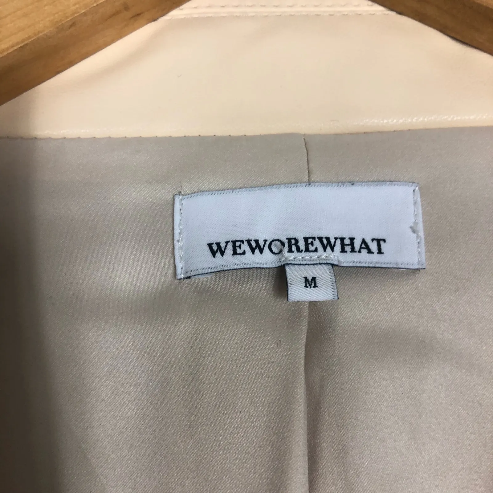 WeWoreWhat Faux Leather Blazer Medium Cream Oversized Quiet Luxury Minimalist - Image 6