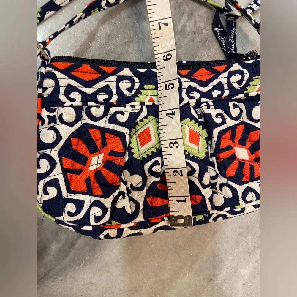 Vera Bradley Sun Valley Frannie Cross Body Bag Navy Blue Quilted Zip Closure - Image 10