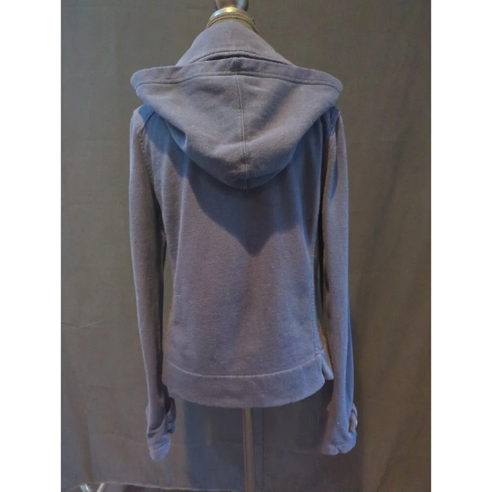 Women's Hurley size medium light button up jacket w/removeable hood navy blue - Image 2
