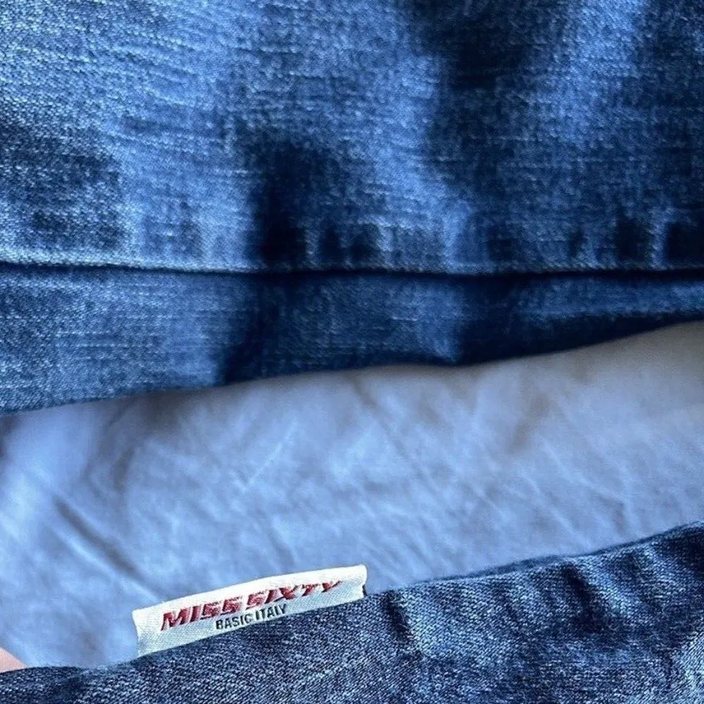 Vintage Miss Sixty Denim Jacket Women’s Sz Large Blue Distressed Made In Italy - Image 9