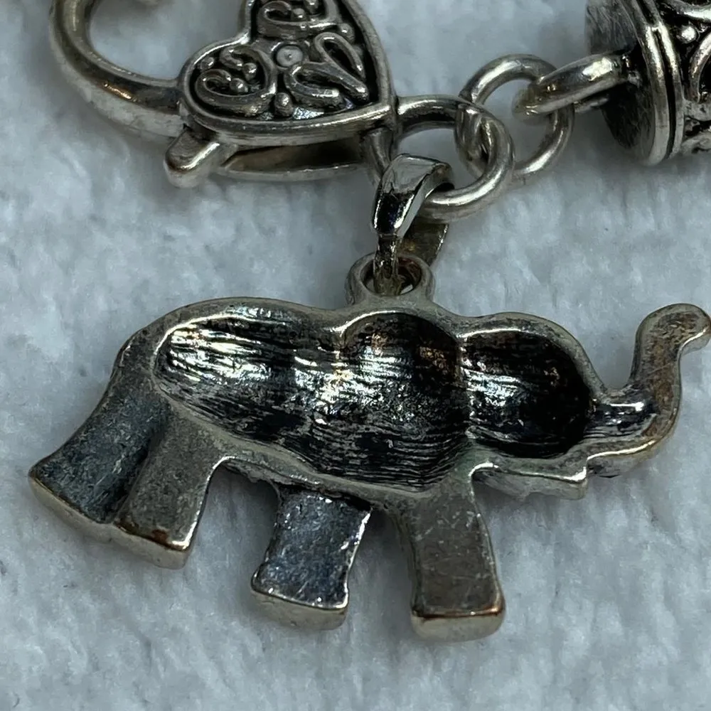 Silver Color Bracelet Elephant Charm Red Rhinestone Alabama Crimson Tide Fan - Image 7