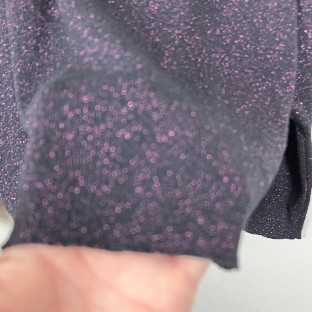 Express Sweater Womens Large‎ Black Pink Metallic Ribbed Knit Balloon Sleeve NEW - Image 2