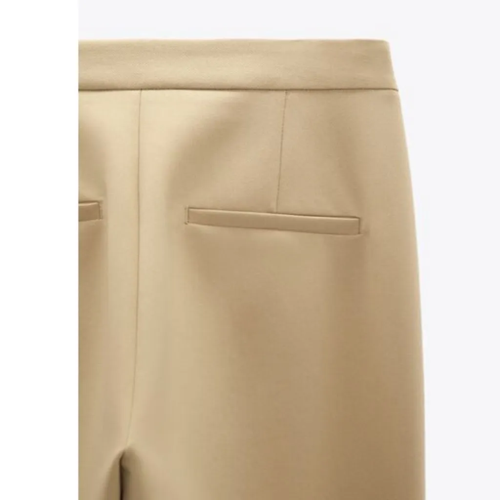 NWT ZARA SPLIT-HEM SKINNY TROUSERS  High-waist Camel - Image 8