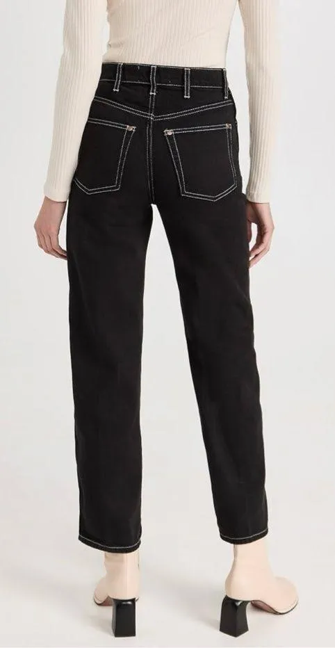 REFORMATION | COWBOY HIGH RISE STRAIGHT JEANS IN BLACK WASH SIZE 26 - Image 3