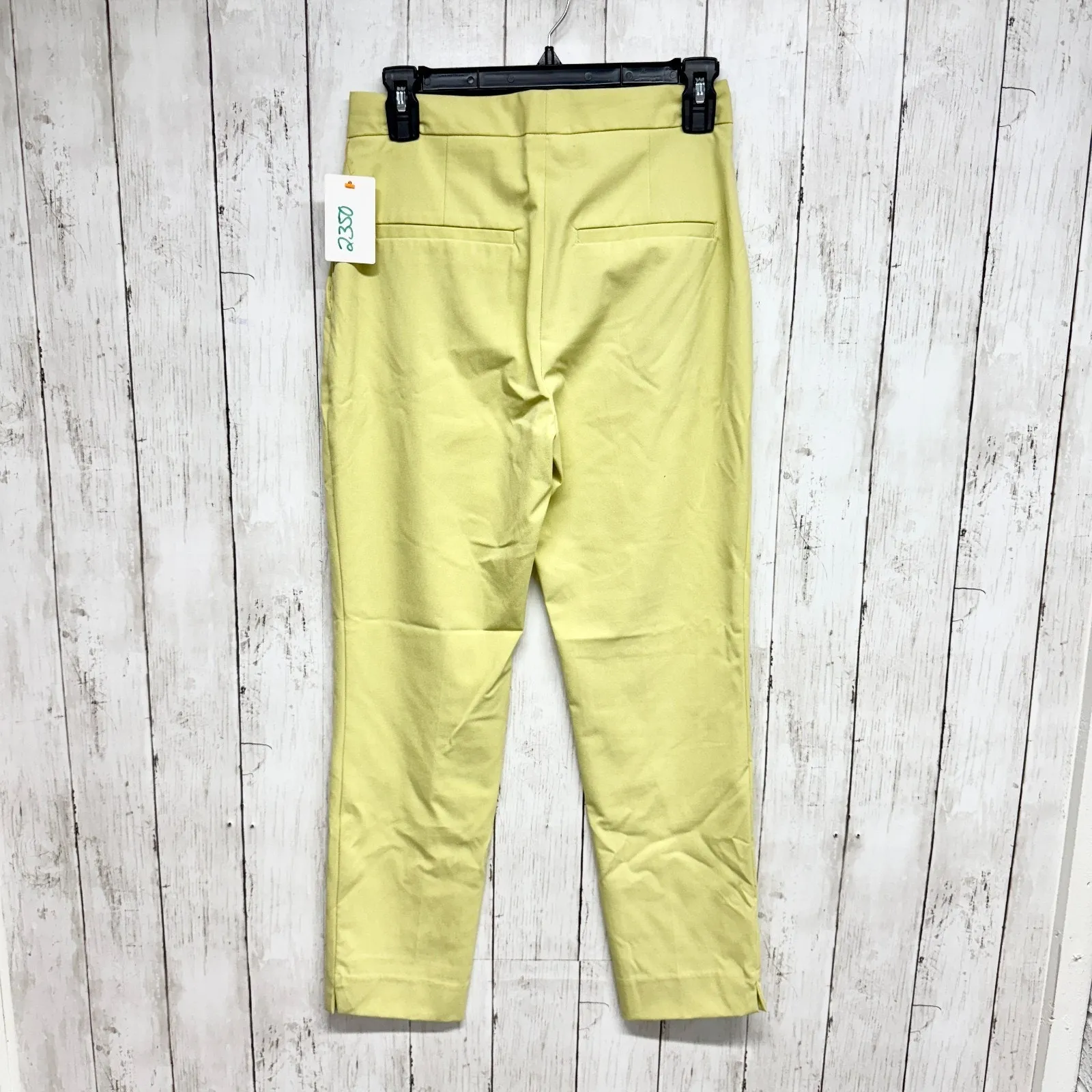 Zara Pants Women Size 2 Pale Matte Yellow Tapered Straight Pants Zip Fly Pockets - Image 6