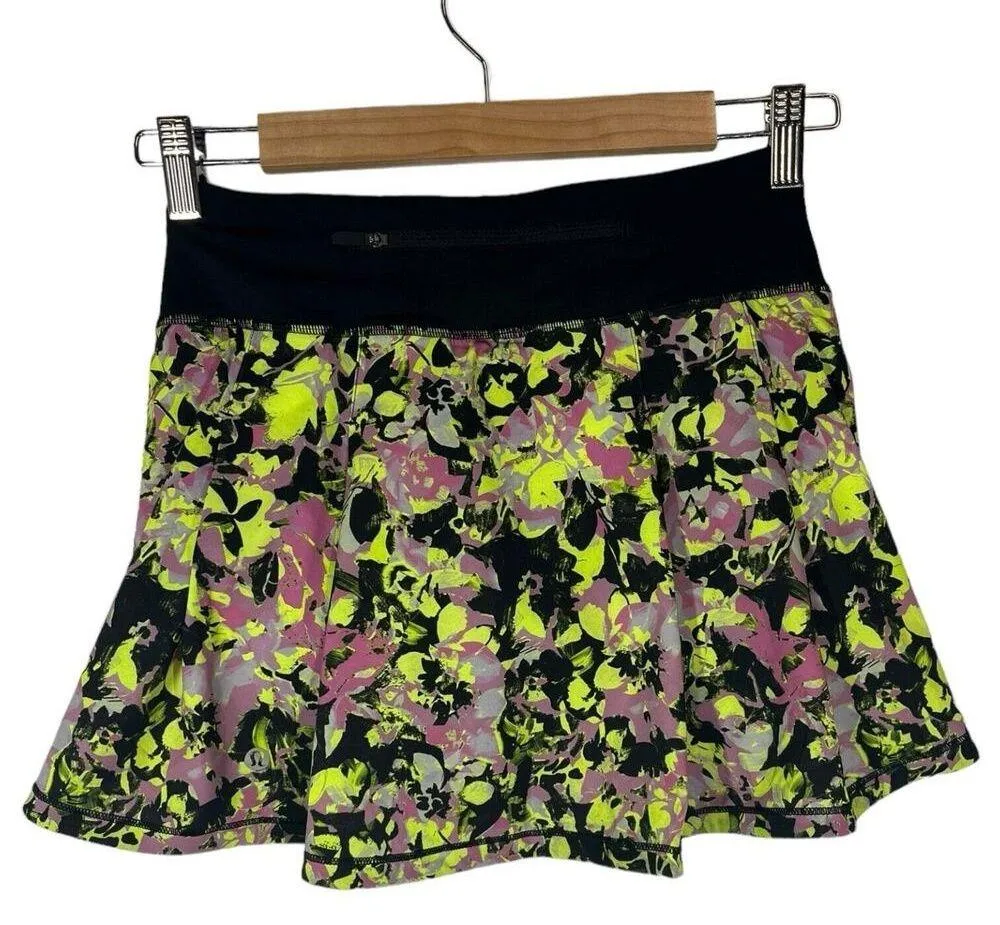 New Womens 2 Pace Rival Mid Rise Floral Skirt Shorts Lined Multi Black - Image 3