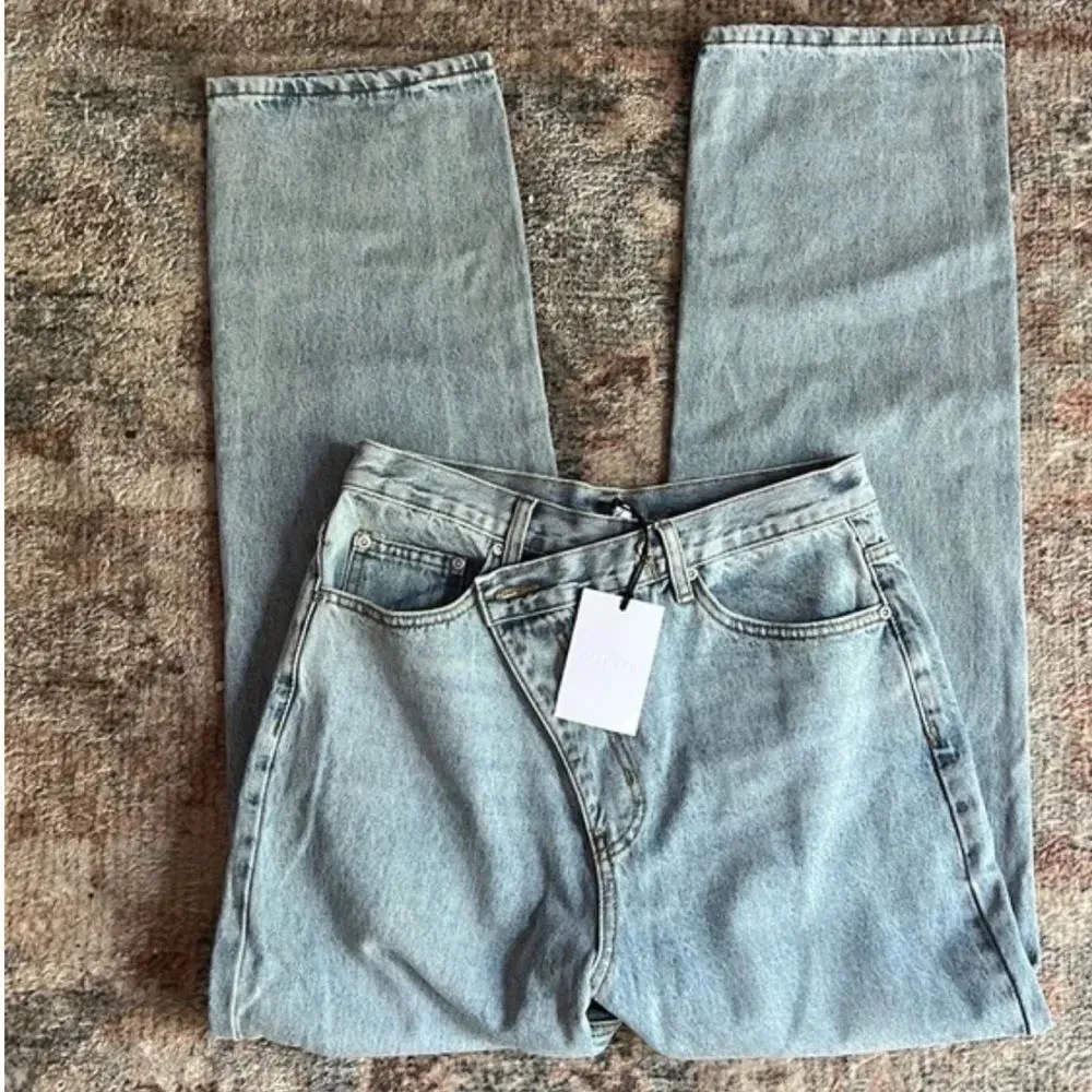 GREY LAB Asymmetric Wrap Jeans, Size 29, New with Tag Blue - Image 4