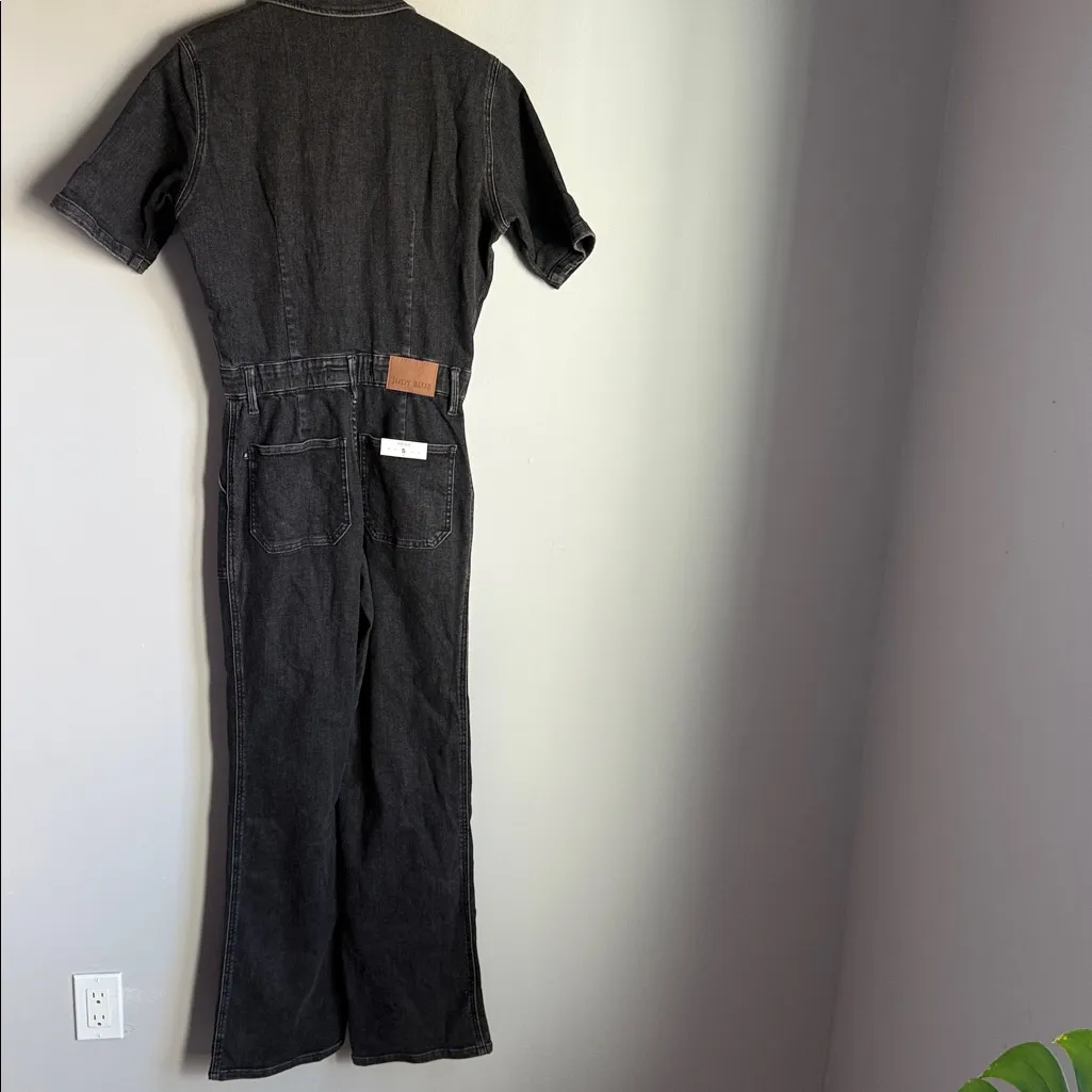 NEW JUDY BLUE | NEW TO THE CITY SHORT SLEEVE DENIM JUMPSUIT IN BLACK SMALL - Image 3