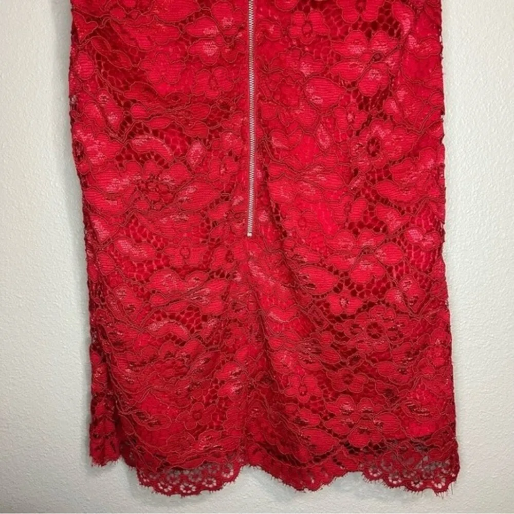 Lovers + Friends red floral lace mini shift dress women's size XS - Image 9