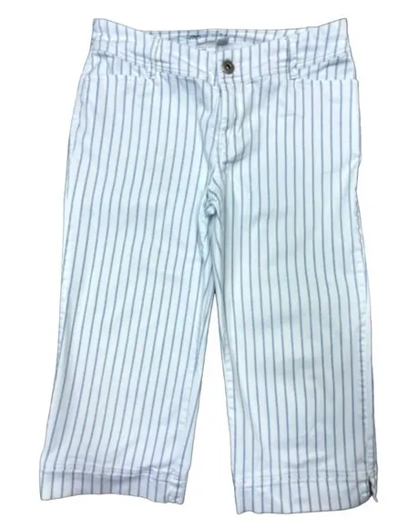 Vintage Point Zero Nicole Benisti Capris White With Blue Stripes Size 11/12 - Image 1