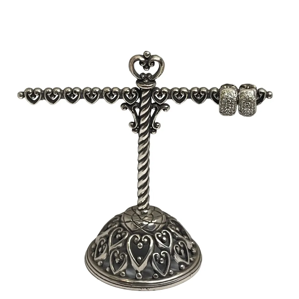 Pavé .8 CT Diamond Hinge Huggies Earrings 𖦹 14K White Gold 𖦹 Post Back Pierced Silver - Image 13