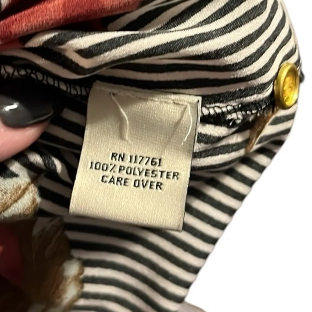 Speed Control New York zipper front striped floral dress. Brass hardware Black - Image 8