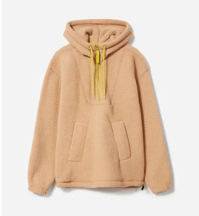 Everlane The ReNew Fleece Hoodie in Camel XSmall New Womens Teddy Pullover - Image 2