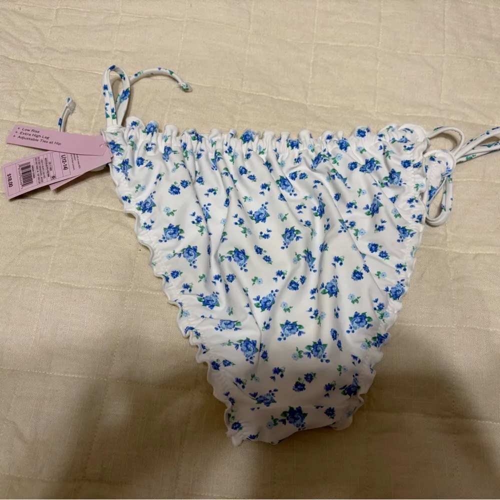 Wild Fable Floral Bikini Bottoms White Blue Print Size Large NWT - Image 7