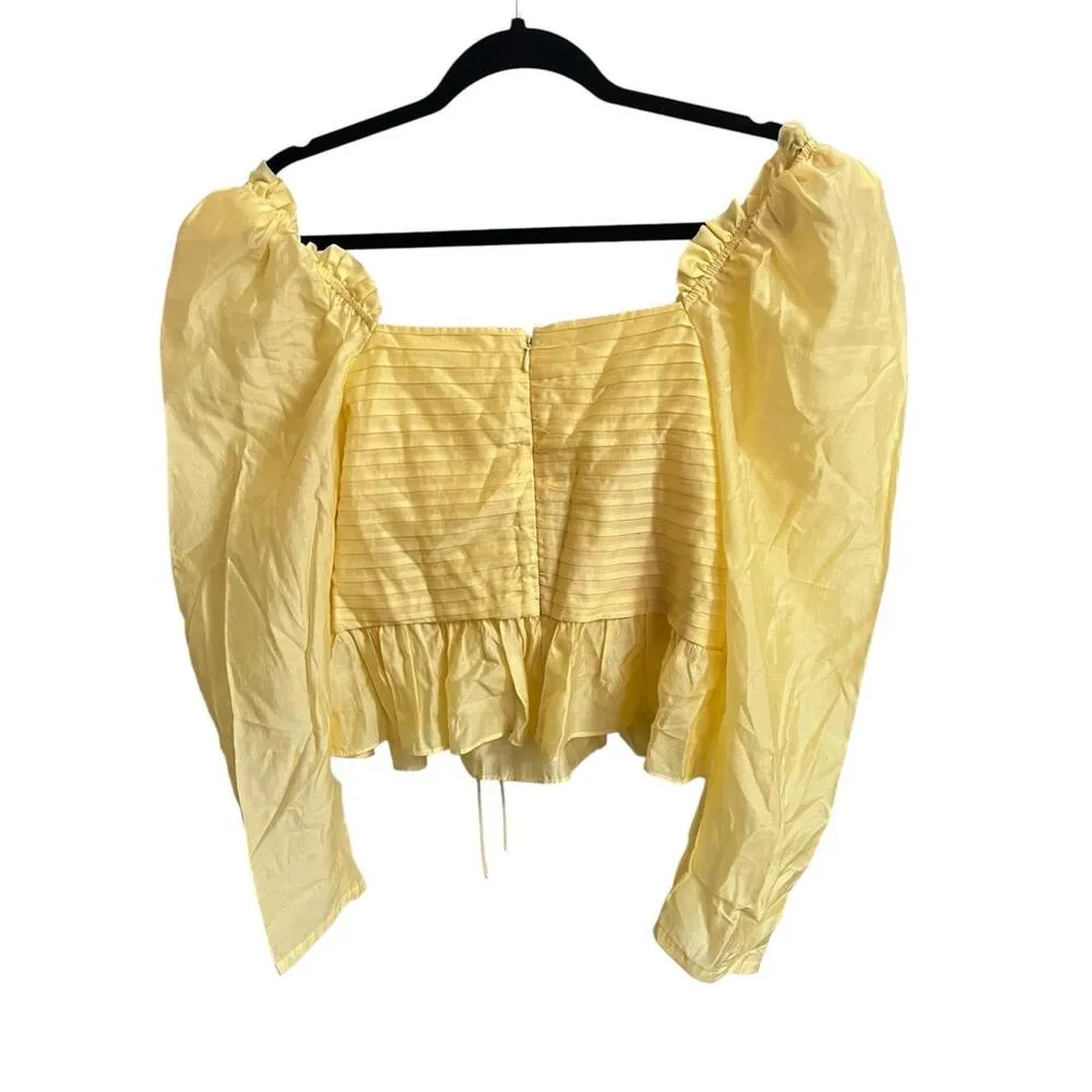 Antonio Melani Top Womens 8 Yellow Long Sleeve Milkmaid Ruched Cottagecore Soft - Image 2