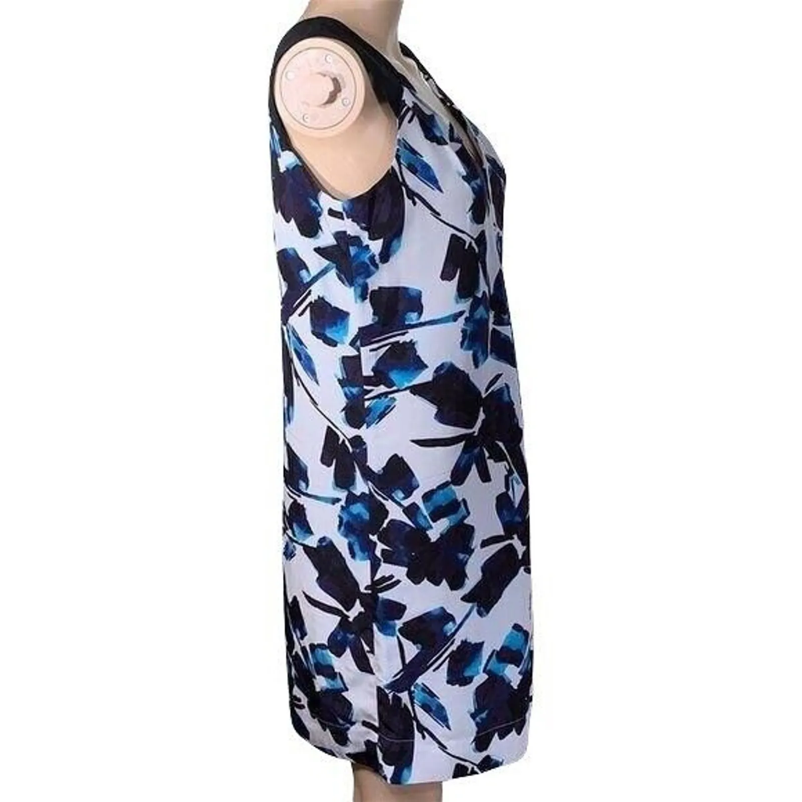 Simply Vera Vera Wang Womens Dress Silky Sleeveless Blue Black Floral Small - Image 6
