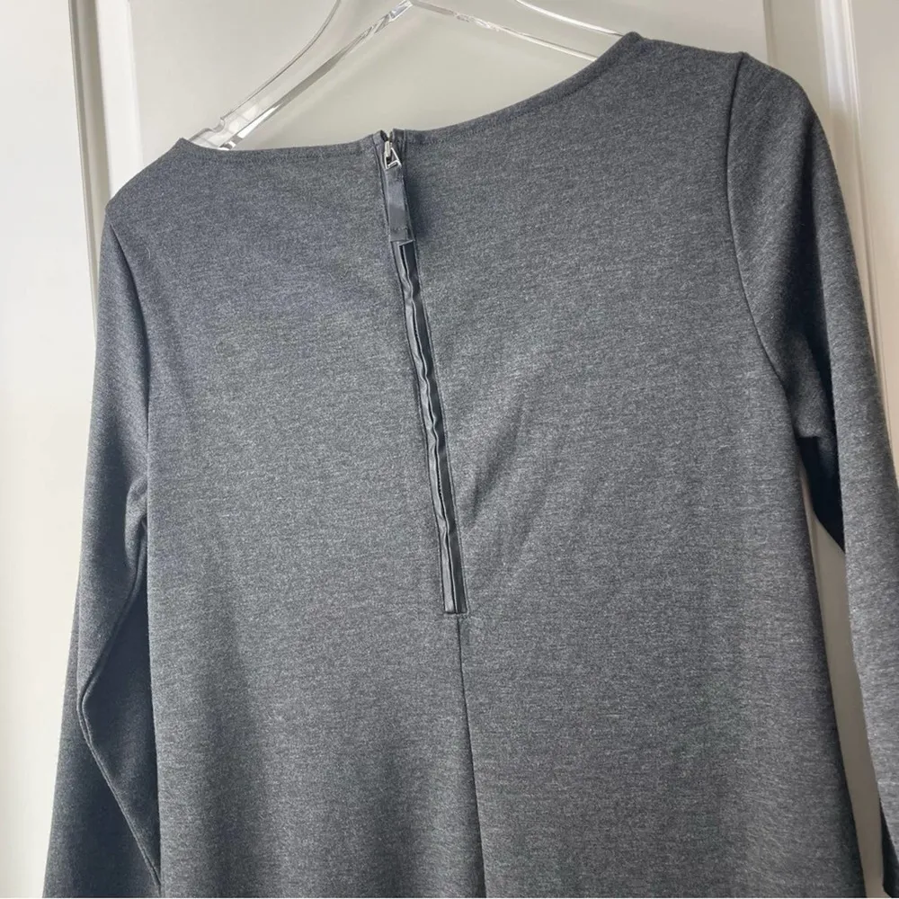 Gap Grey Dress 3/4 Sleeve Above the Knee Faux Leather Accent NWT Small - Image 63