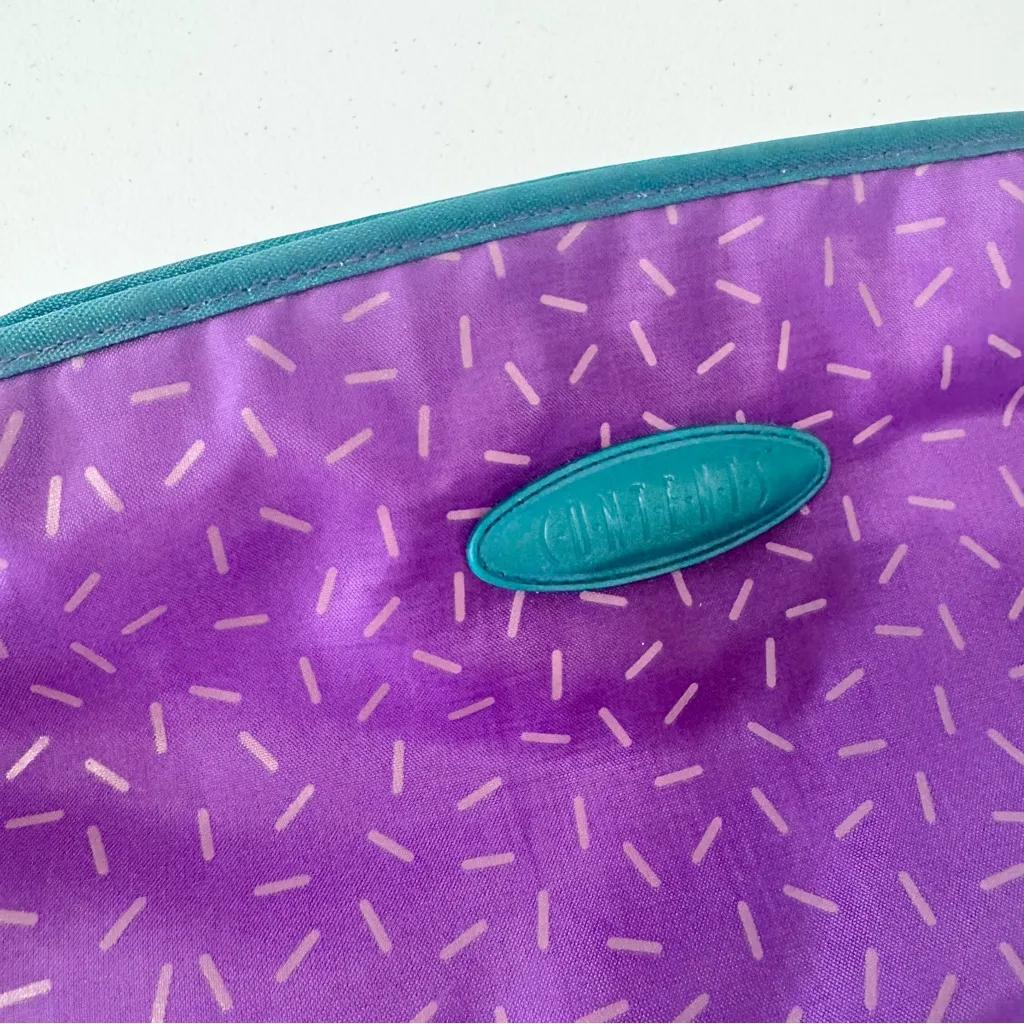Vintage 80’s/90’s “Contents” Purple and Teal Confetti Retro Travel Makeup Bag - Image 2
