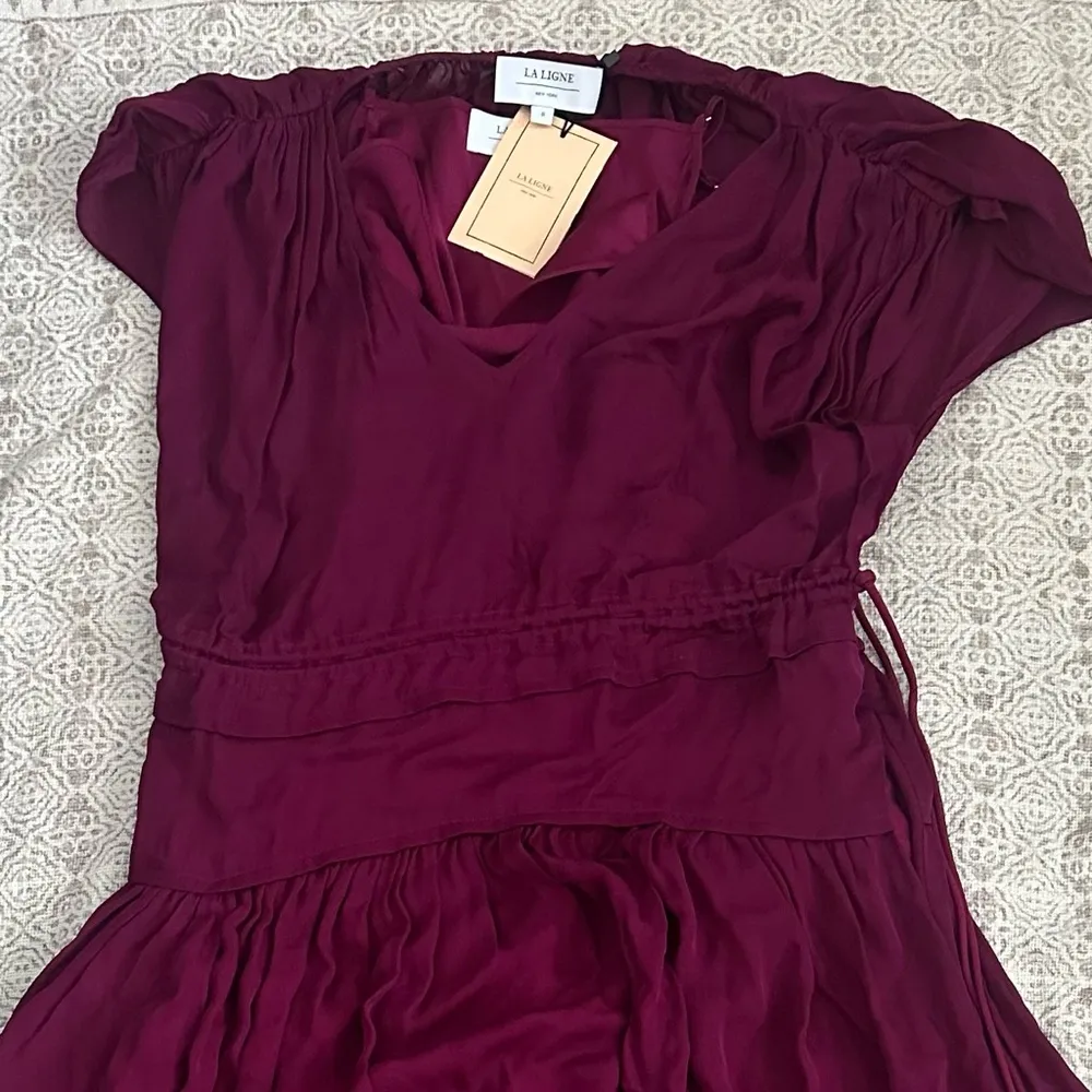 La Ligne Natalie Silk Dress In Plum Purple - Image 3