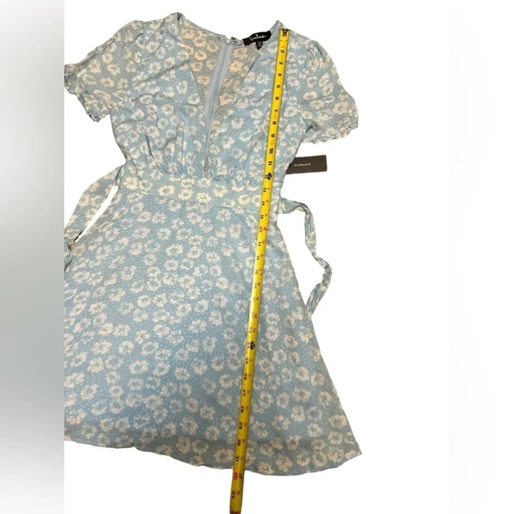 Lulu’s Garden Explorer Light Blue Floral Print Mini Dress XS - Image 5