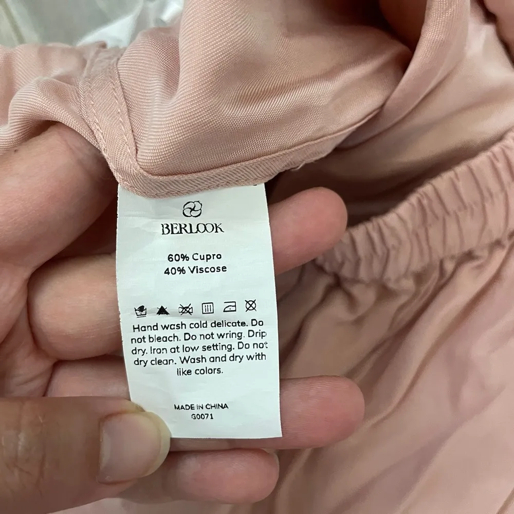 Berlook Cupro Side Split Pajama Satin Pants Pink (Small) loungewear swim coverup - Image 6