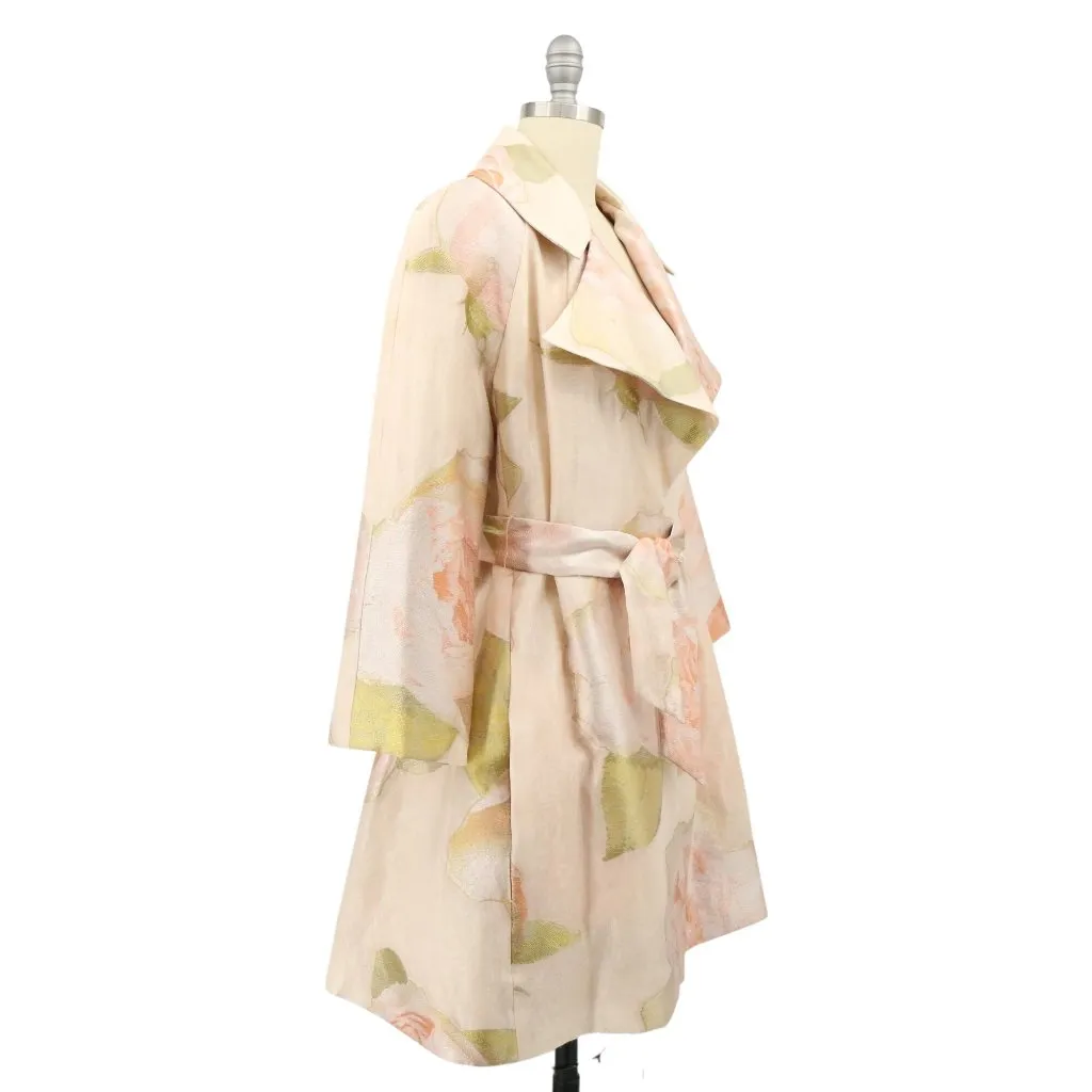 Bill Blass Saks Coat Floral Belted Union Made Jacquard Pink Jacket 12 - Image 6