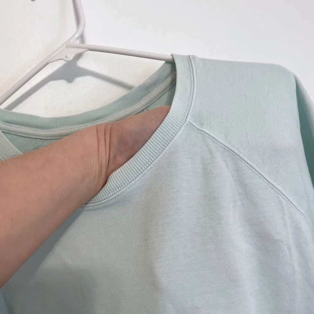 ATHLETA Sundown Sweatshirt Tee Pastel Blue Short Sleeve Cotton Pullover Crewneck - Image 6