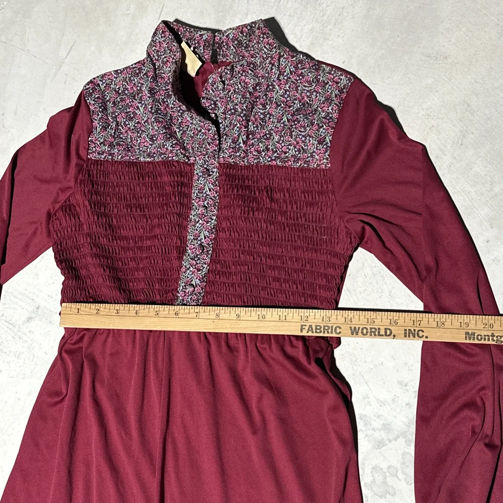 VTG 70's Rags by Kressandra Burgundy Floral Lace Gothic Witchy Dress 11 Vampire Red Size undefined - Image 10