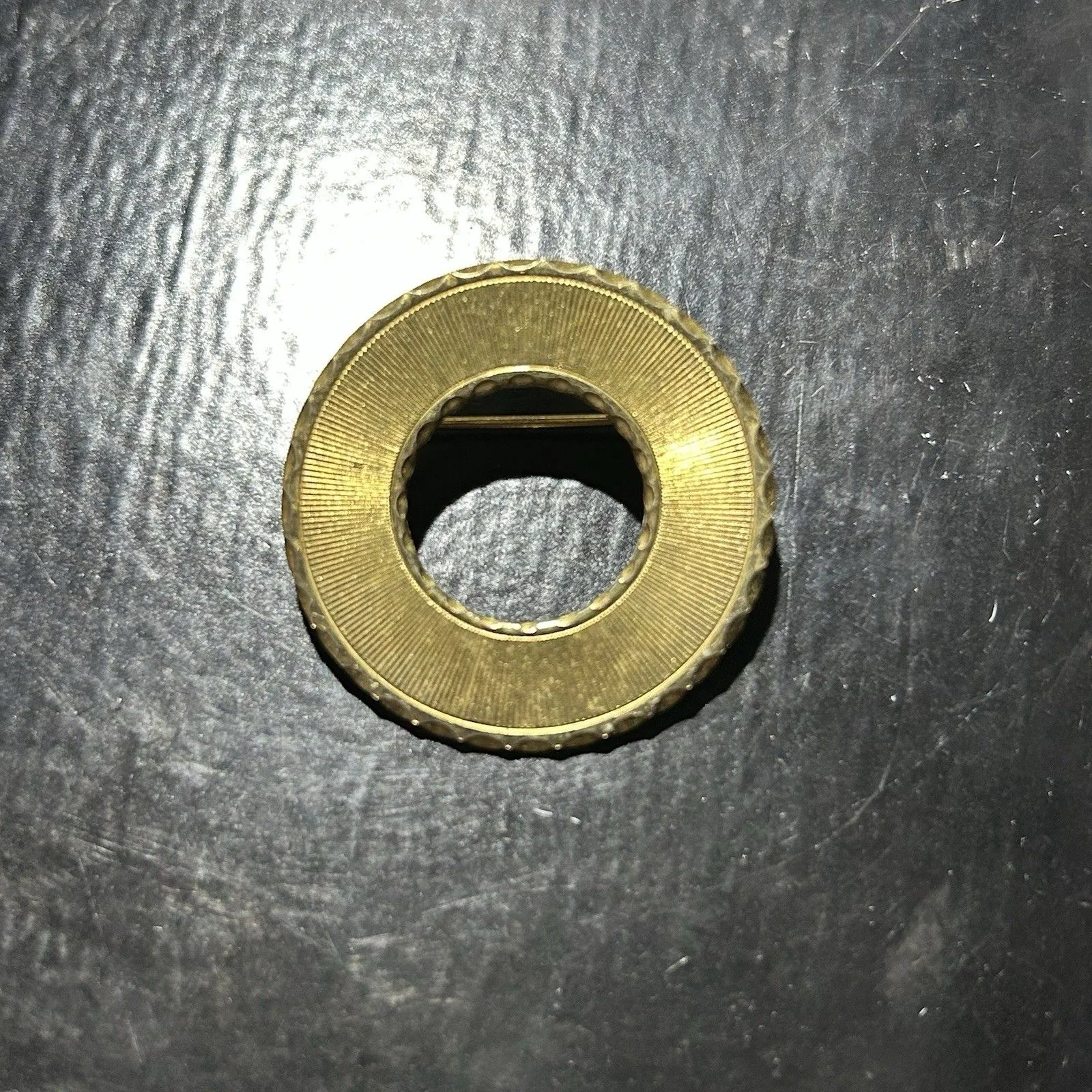 Vintage Gold Tone Round Brooch Scarf Clip - Image 2