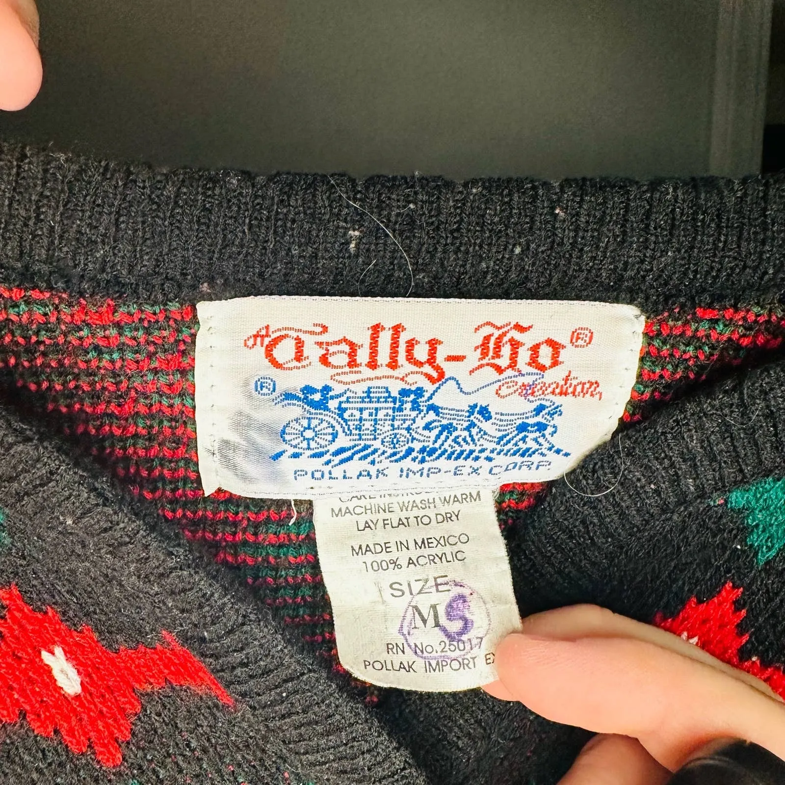 Vintage Tally Ho Christmas Red Long Sleeve Button Front Cardigan Size M - Image 6