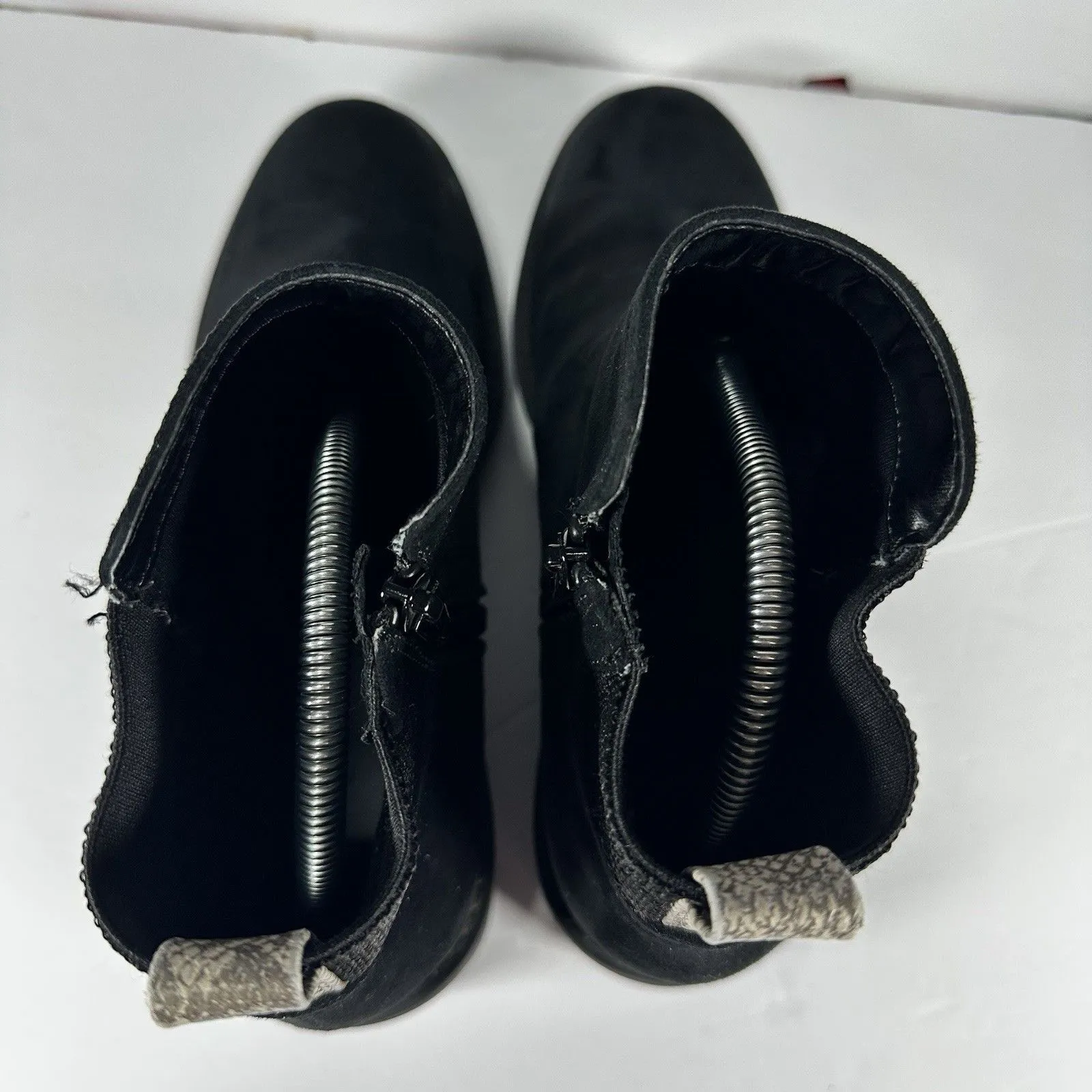 Target Women's Black Faux Suede Ankle Boots with Snake Print Detail – Size 9 1/2 - Image 6