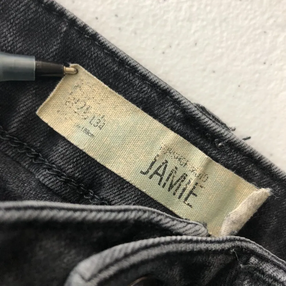 Topshop Womens Jeans Jamie Skinny Distressed Black Stretch Size 28 - Image 3