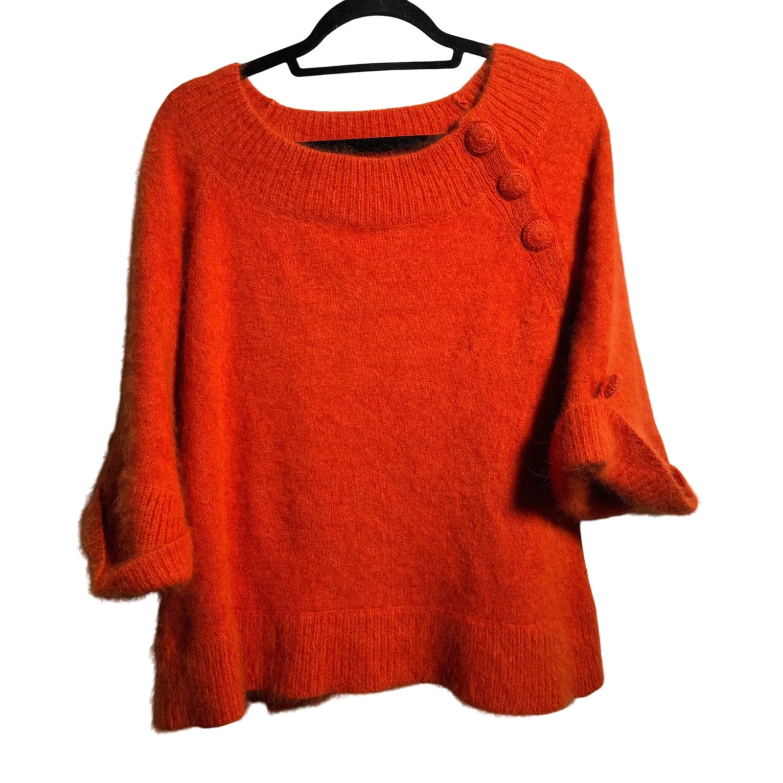 Christiane Celle Calypso Orange Angora Nylon 3/4 Sleeve Sweater Womens M Bright Size undefined - Image 1